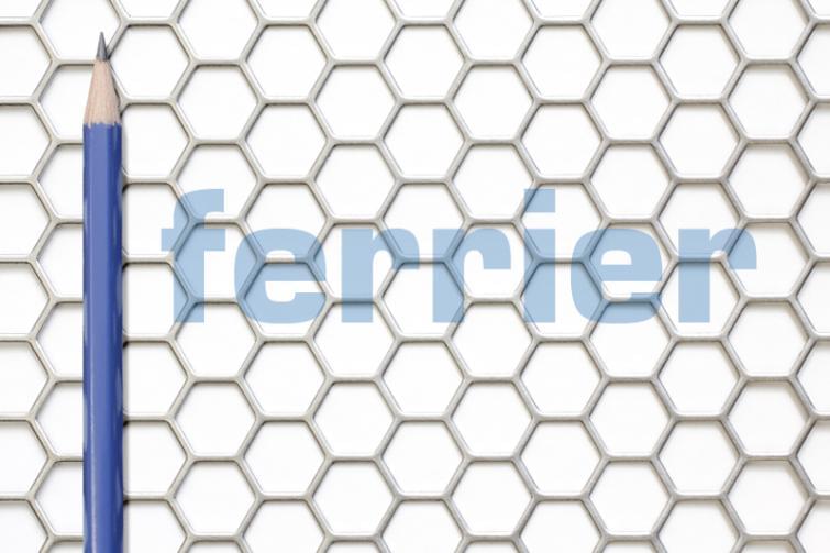 Ferrier Design perforated
Pattern: 1/2 Hexagon
Material: mild steel (unfinished)
