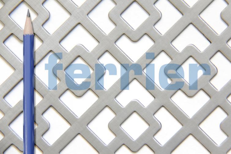 Ferrier Design perforated
Pattern: Chainlink BIAS CUT
Material: mild steel (unfinished)
